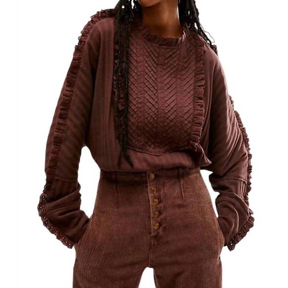 NEW FREE PEOPLE more romance top in mocha - Picture 1 of 4